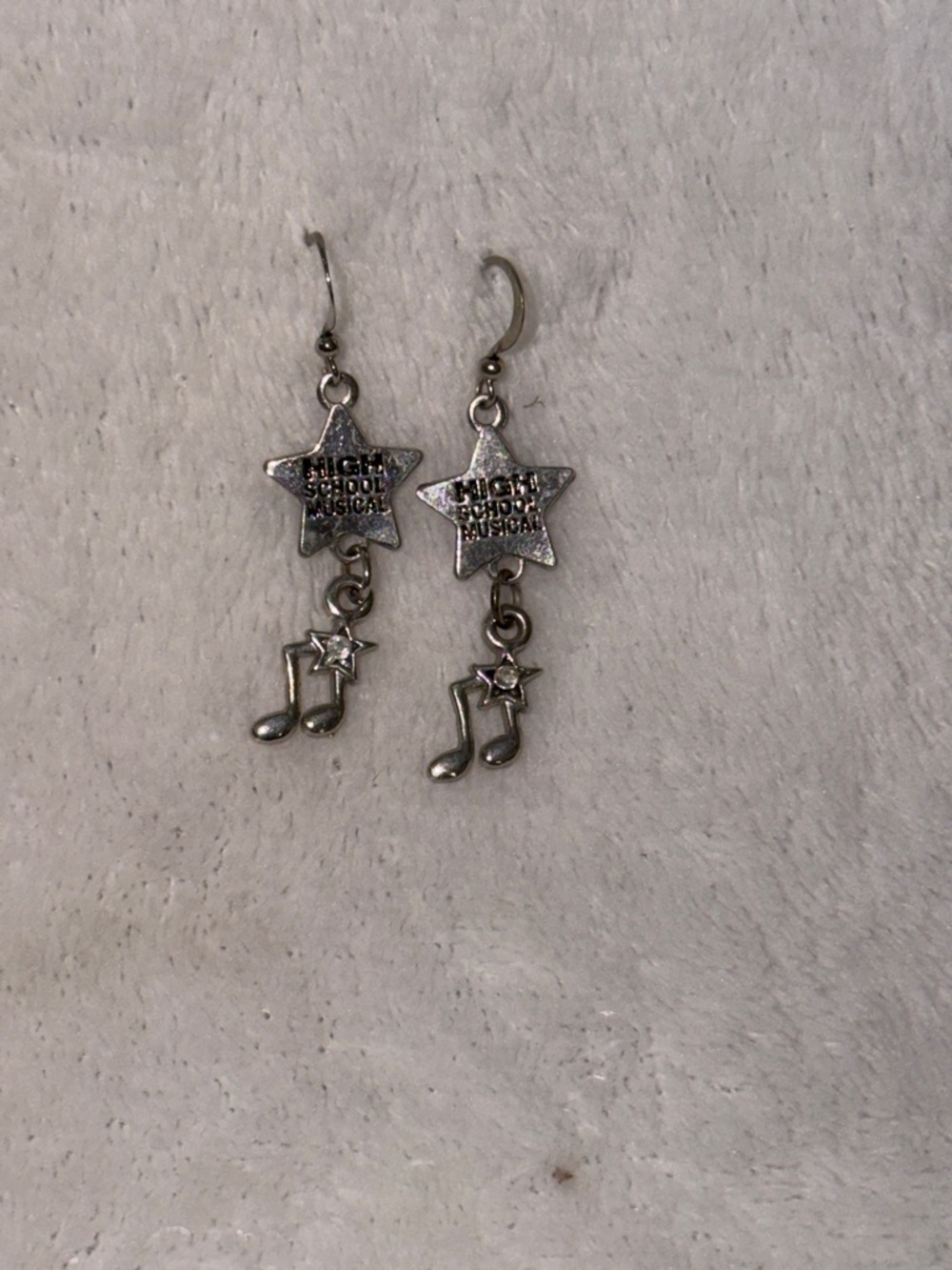 Disney Silver High School Musical Star & Music Note Drop Earrings